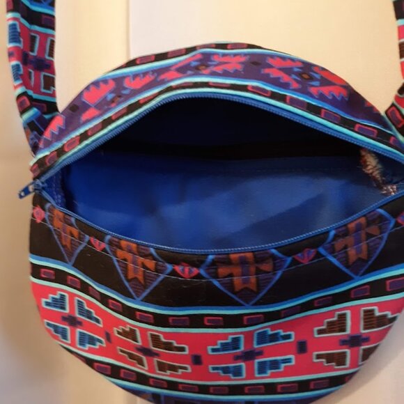 New Southwestern Cowgirl Crossbody Bag Sling Purse Pink Blue Sarape Stripe Aztec - Picture 3 of 8